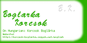 boglarka korcsok business card